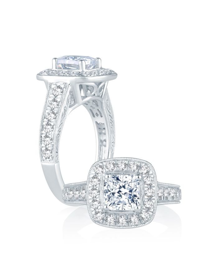 Vintage Diamond Semi Mount Engagement Ring