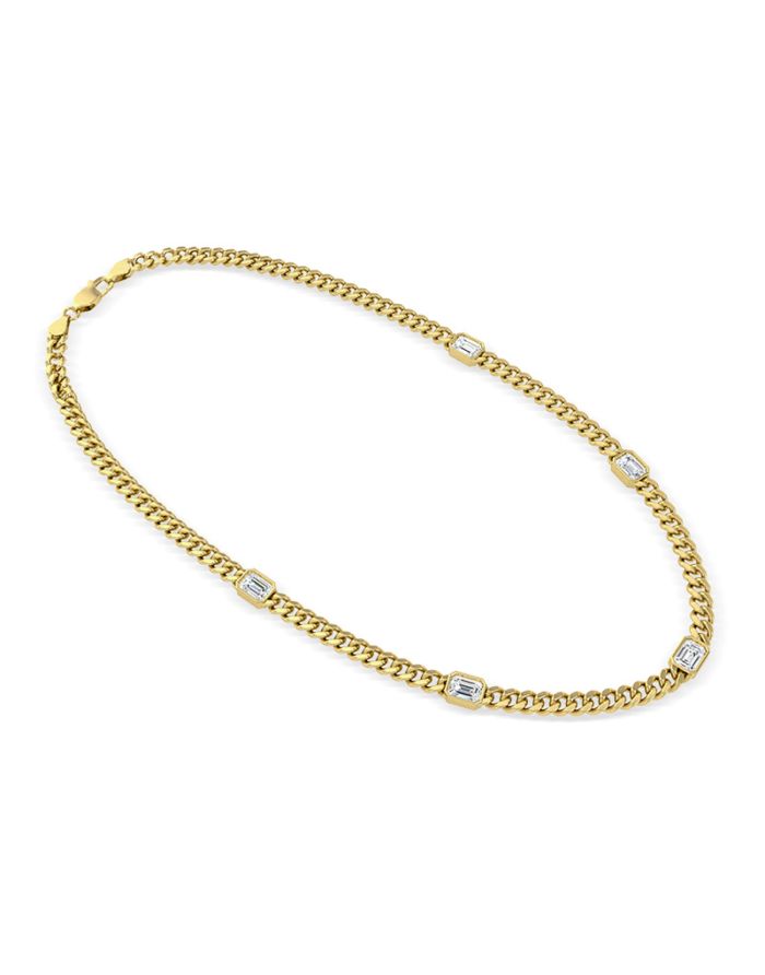 Emerald Diamond Cuban Necklace