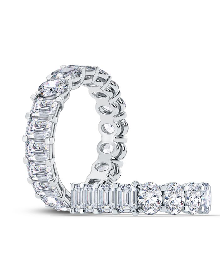 Oval / Emerald Diamond Eternity Band