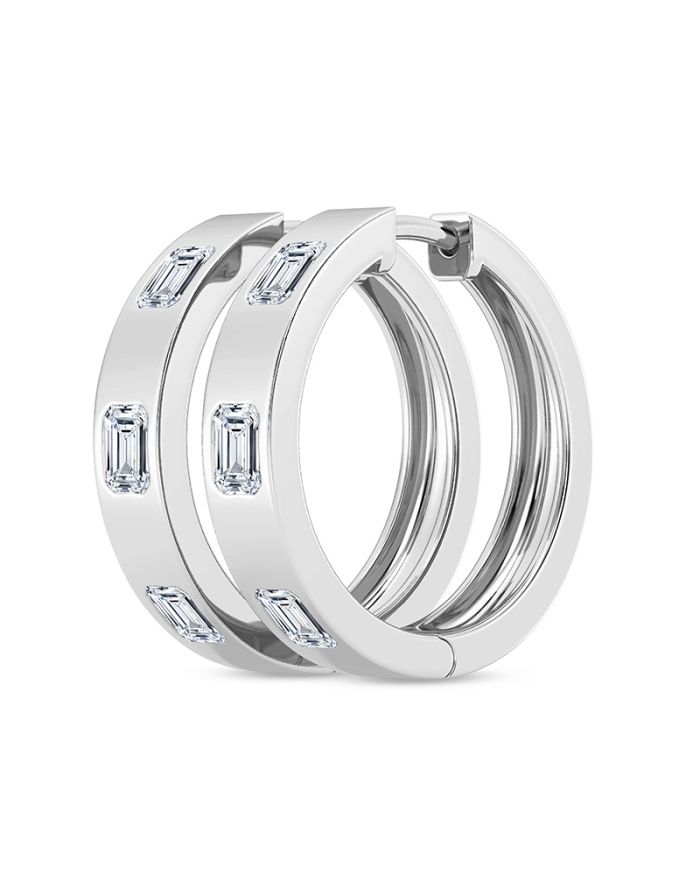 Emerald Diamond Hoop Earrings