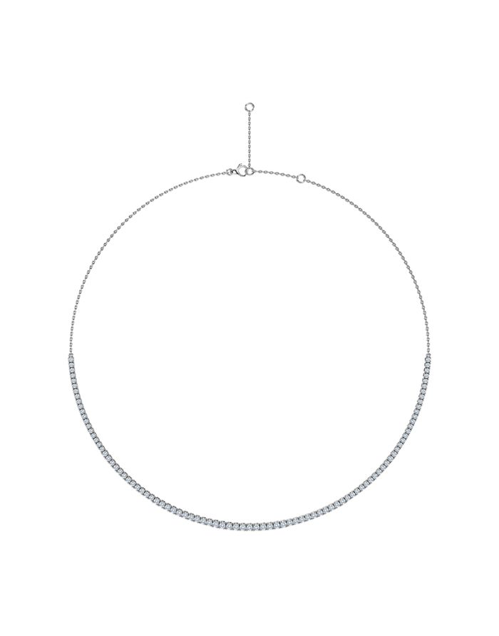 4 Prong Diamond Half-Way Tennis Necklace