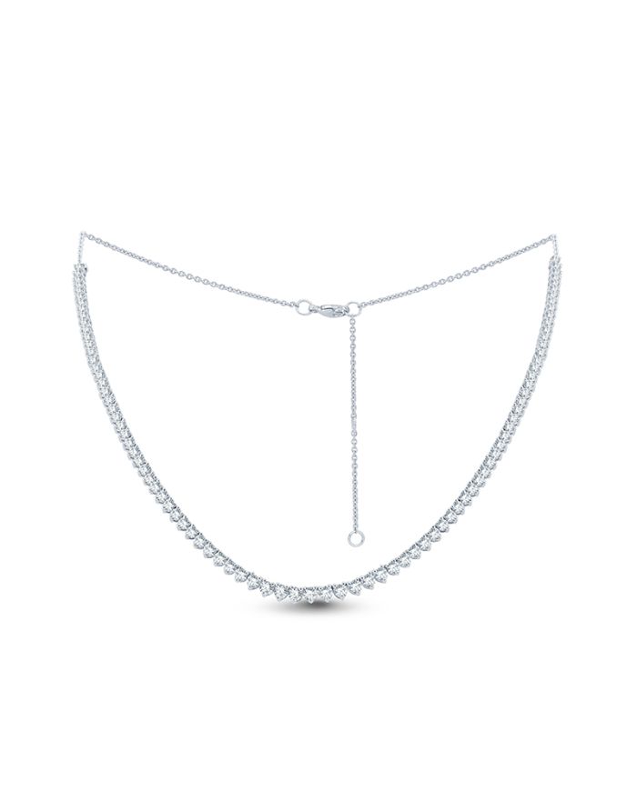 3 Prong Diamond Half-Way Tennis Necklace