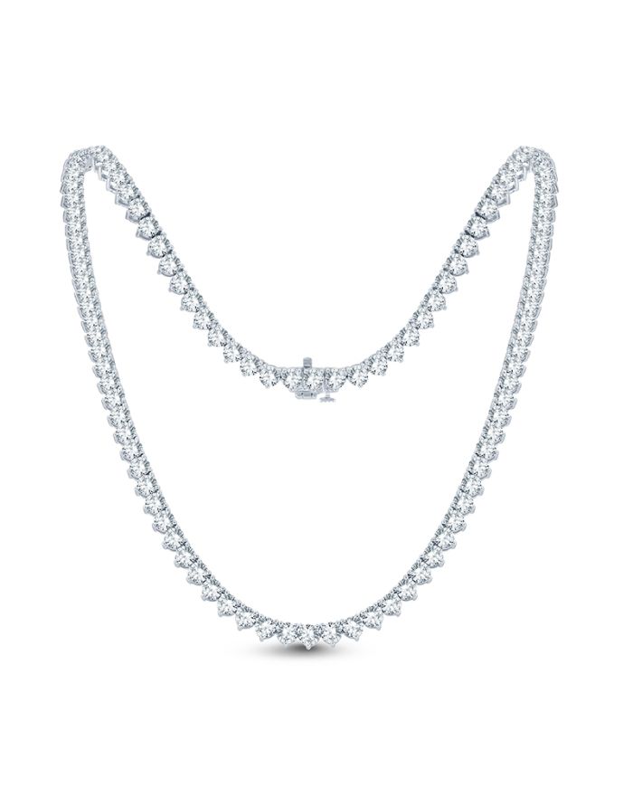 3 Prong Diamond Tennis Necklace