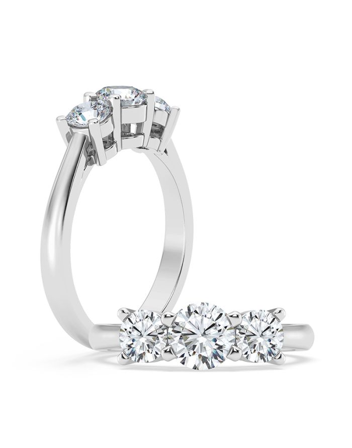 Classic Diamond 3 Stone Semi Mount Engagement Ring
