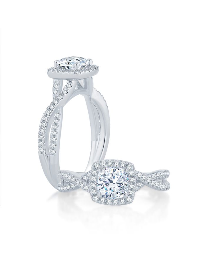 Halo Diamond Semi Mount Engagement Ring