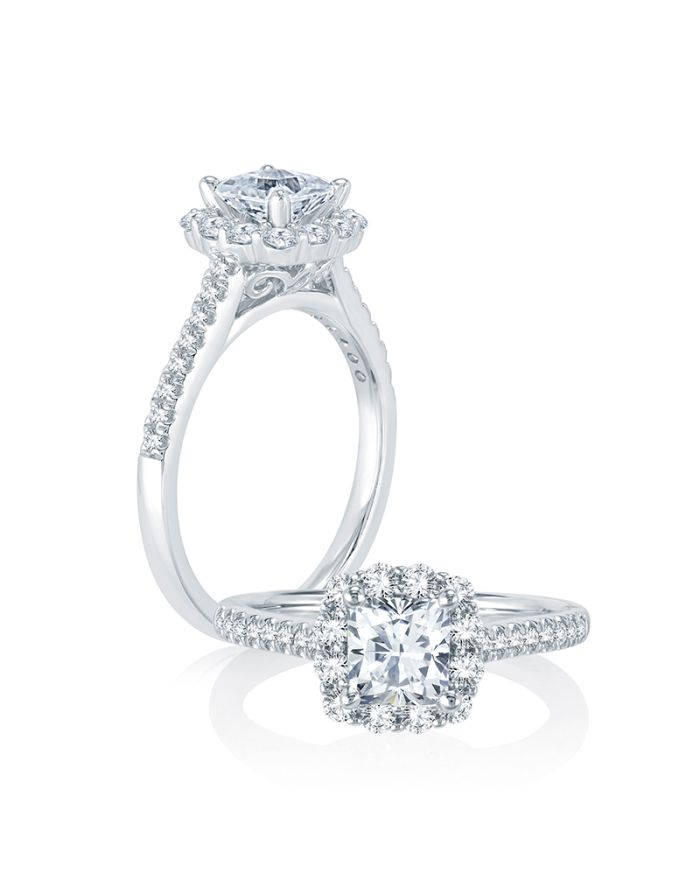 Halo Diamond Semi Mount Engagement Ring