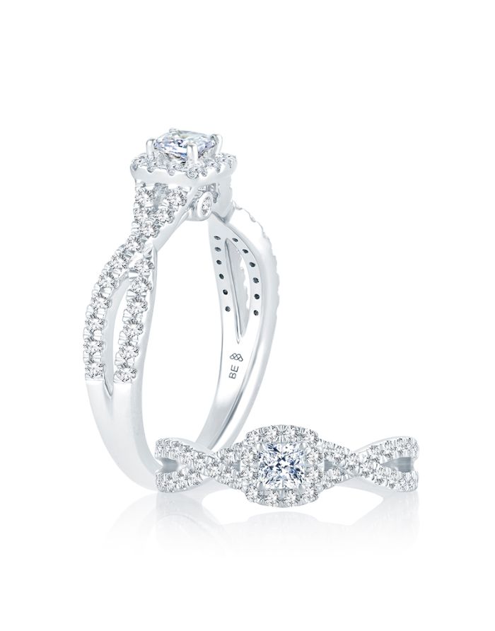 Halo Twisted Diamond Engagement Ring
