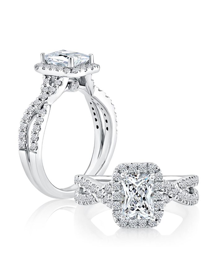 Halo Twisted Diamond Engagement Ring