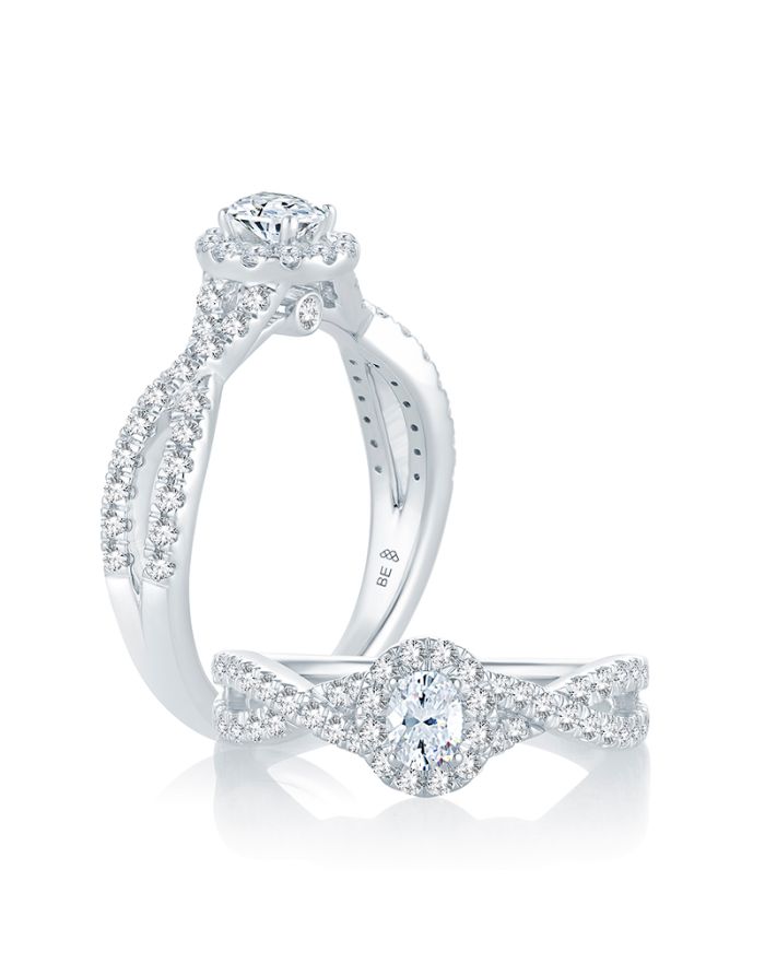 Halo Twisted Diamond Engagement Ring
