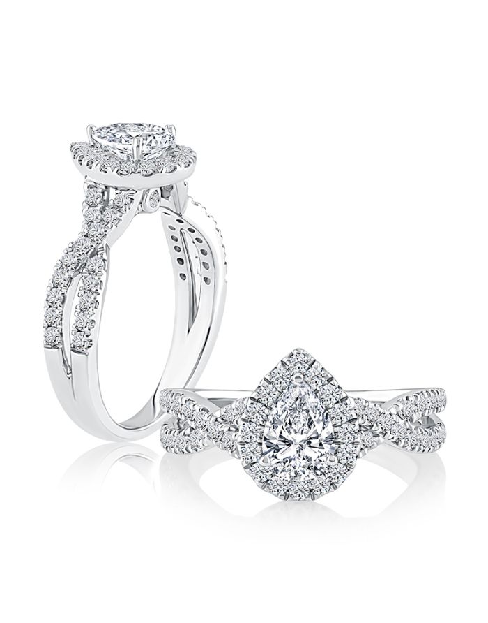 Halo Twisted Diamond Engagement Ring