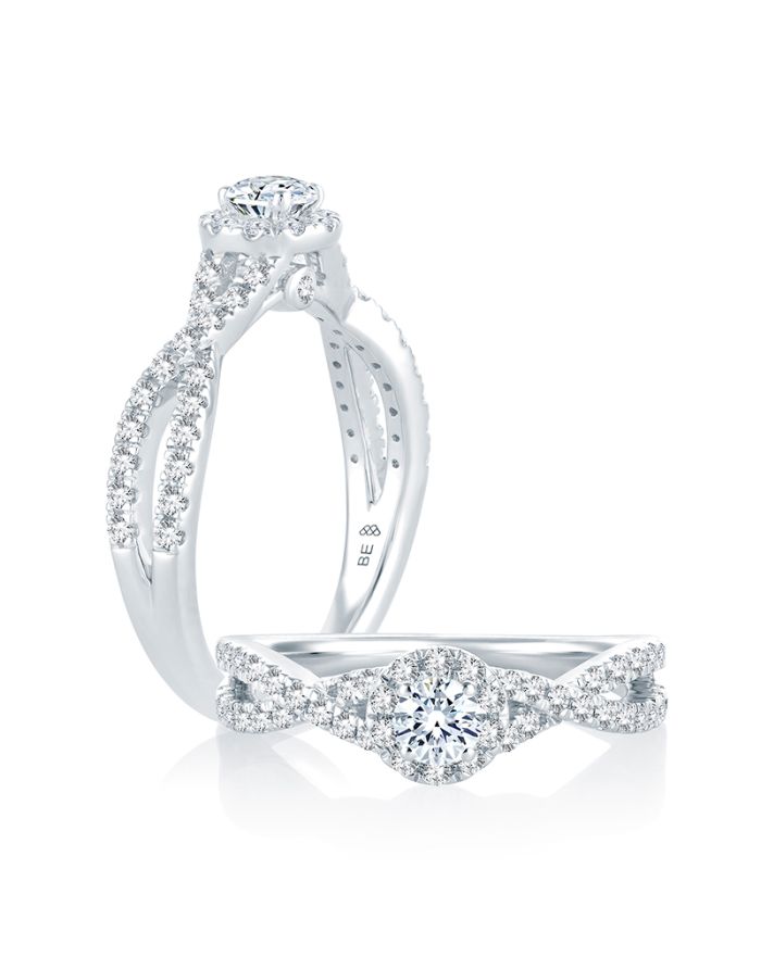 Halo Twisted Diamond Engagement Ring