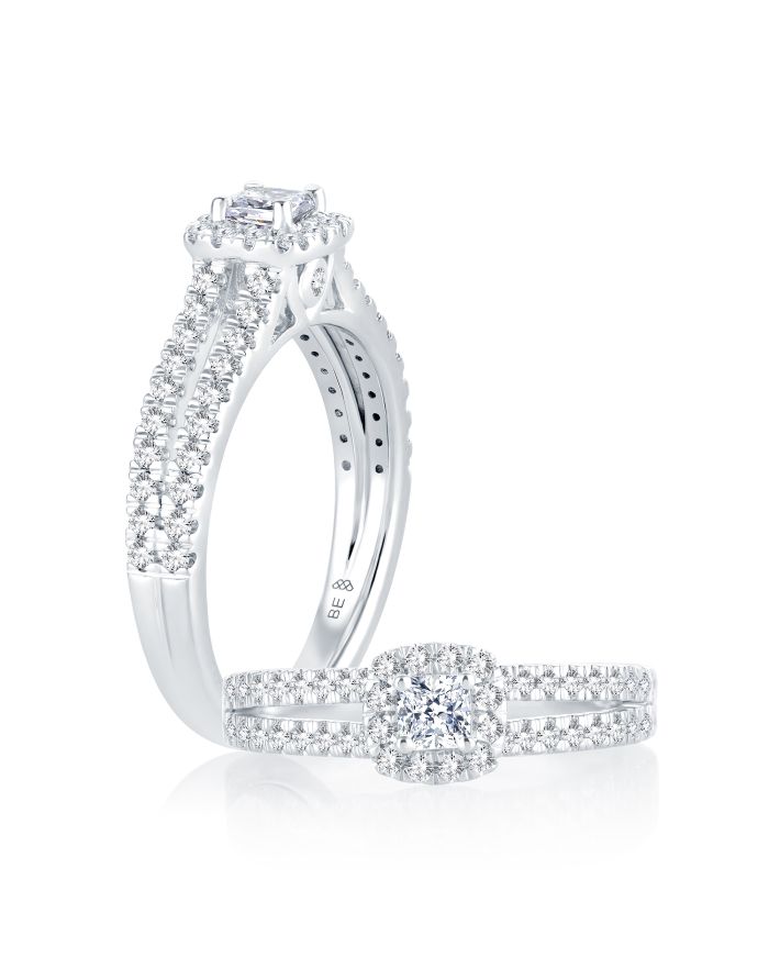 Halo Split Diamond Engagement Ring