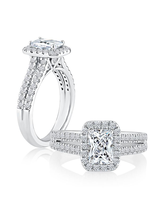 Halo Split Diamond Engagement Ring