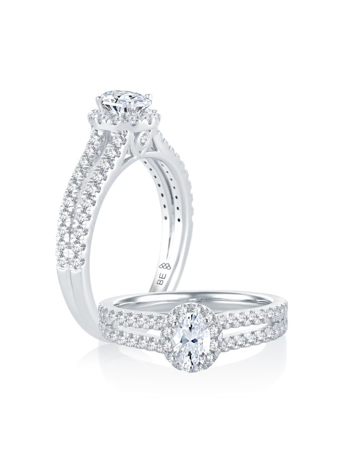 Halo Split Diamond Engagement Ring