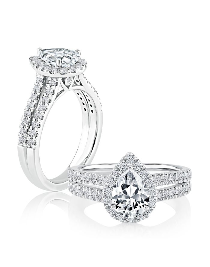 Halo Split Diamond Engagement Ring