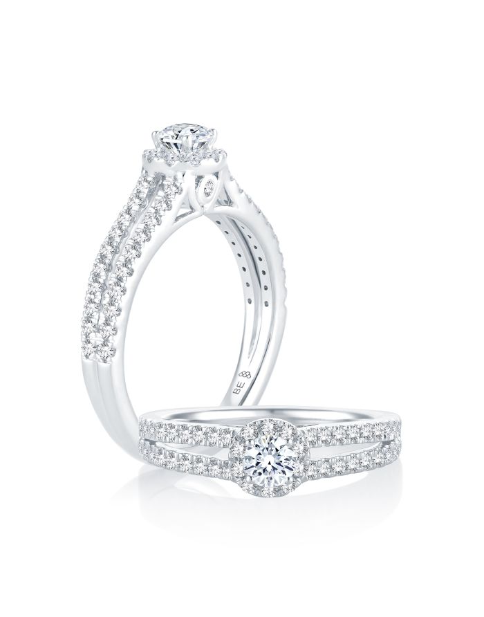 Halo Split Diamond Engagement Ring