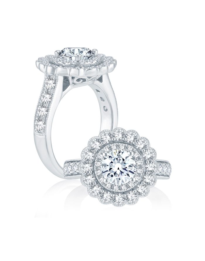 Halo Diamond Semi Mount Engagement Ring