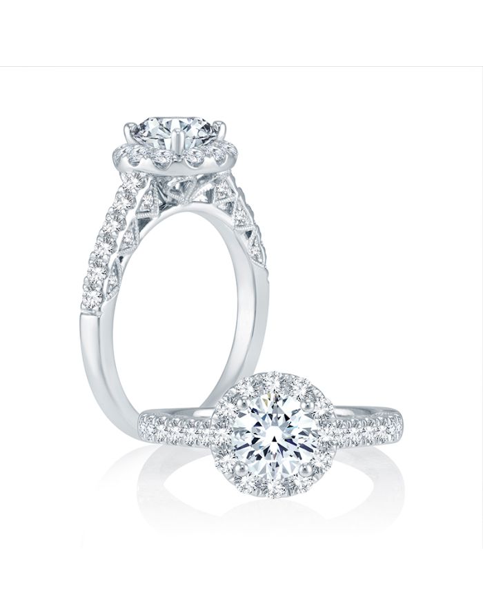 Halo Diamond Semi Mount Engagement Ring