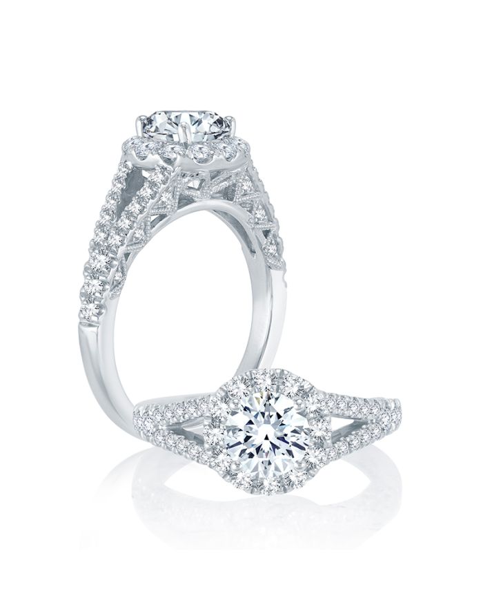 Halo Diamond Semi Mount Engagement Ring