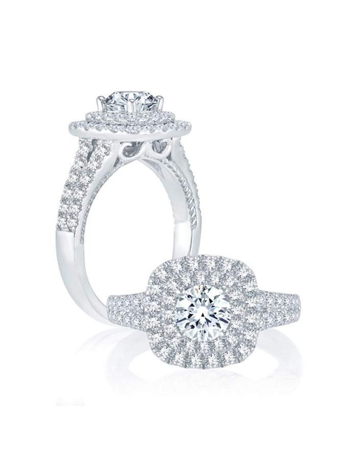 Halo Diamond Semi Mount Engagement Ring