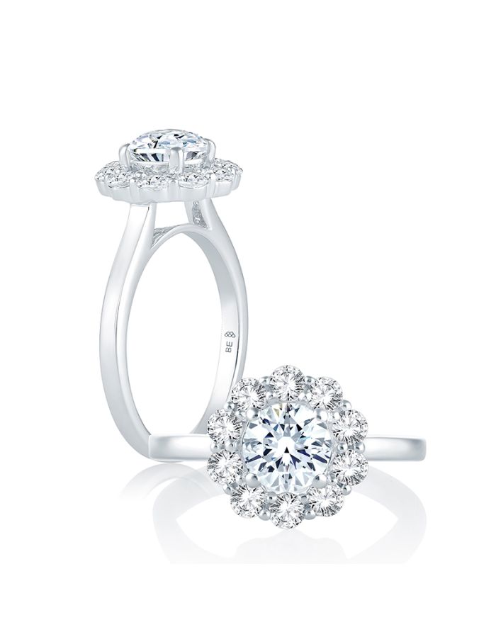 Halo Diamond Semi Mount Engagement Ring