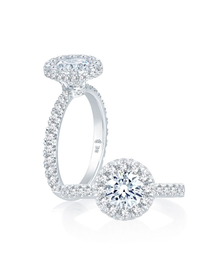 Halo Diamond Semi Mount Engagement Ring