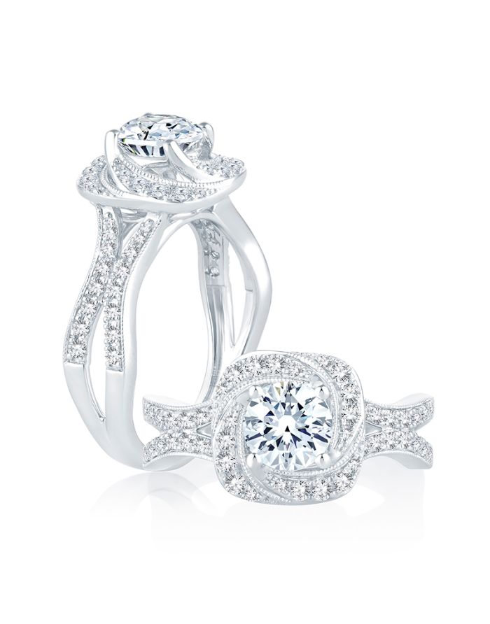 Halo Diamond Semi Mount Engagement Ring