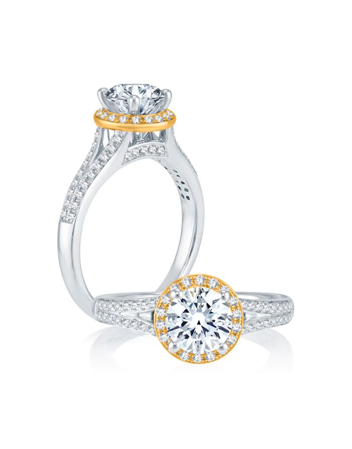 Halo Diamond Semi Mount Engagement Ring