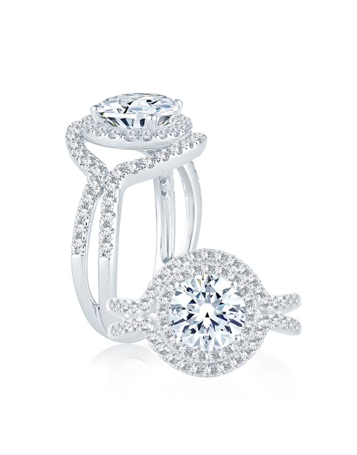 Halo Diamond Semi Mount Engagement Ring