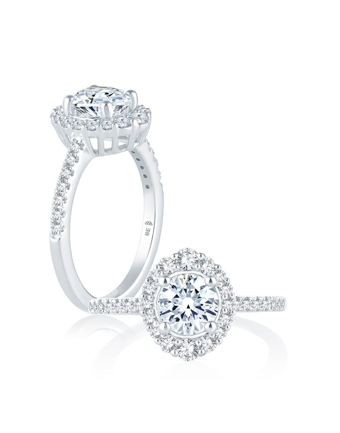 Halo Diamond Semi Mount Engagement Ring