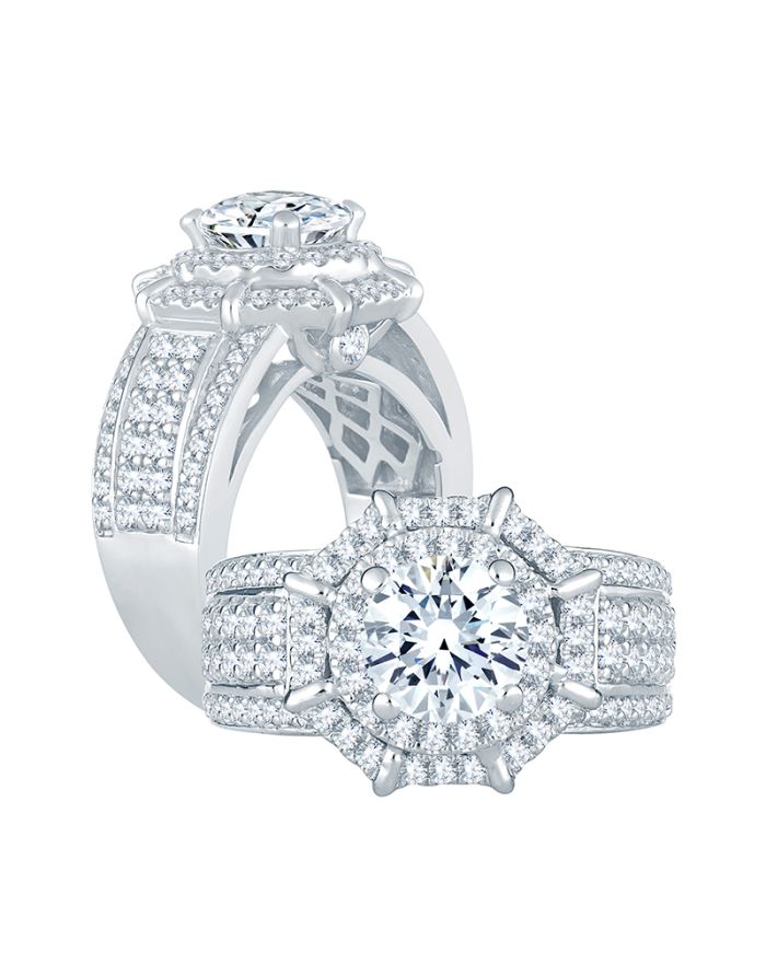 Halo Diamond Semi Mount Engagement Ring