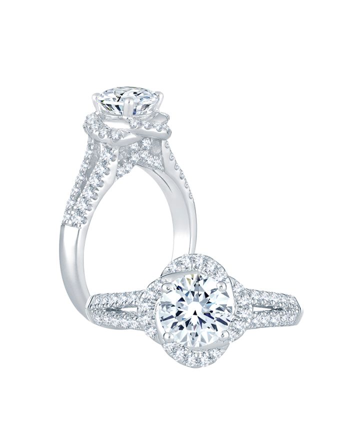 Halo Diamond Semi Mount Engagement Ring