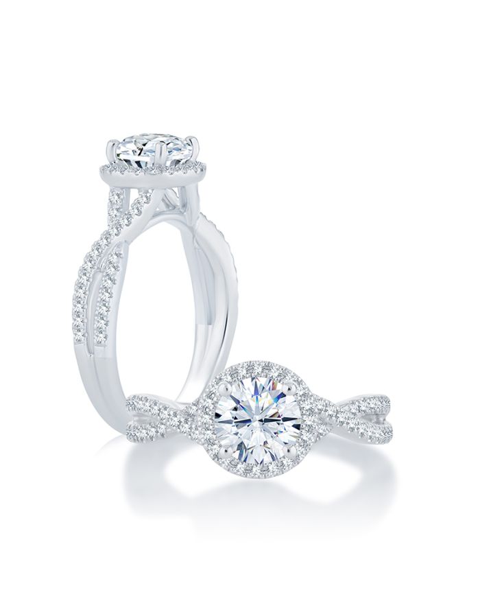 Halo Diamond Semi Mount Engagement Ring