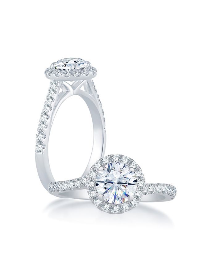 Halo Diamond Semi Mount Engagement Ring
