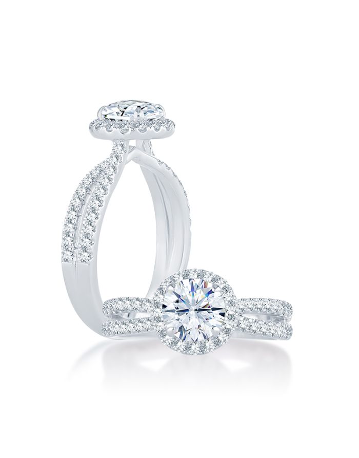 Halo Diamond Semi Mount Engagement Ring