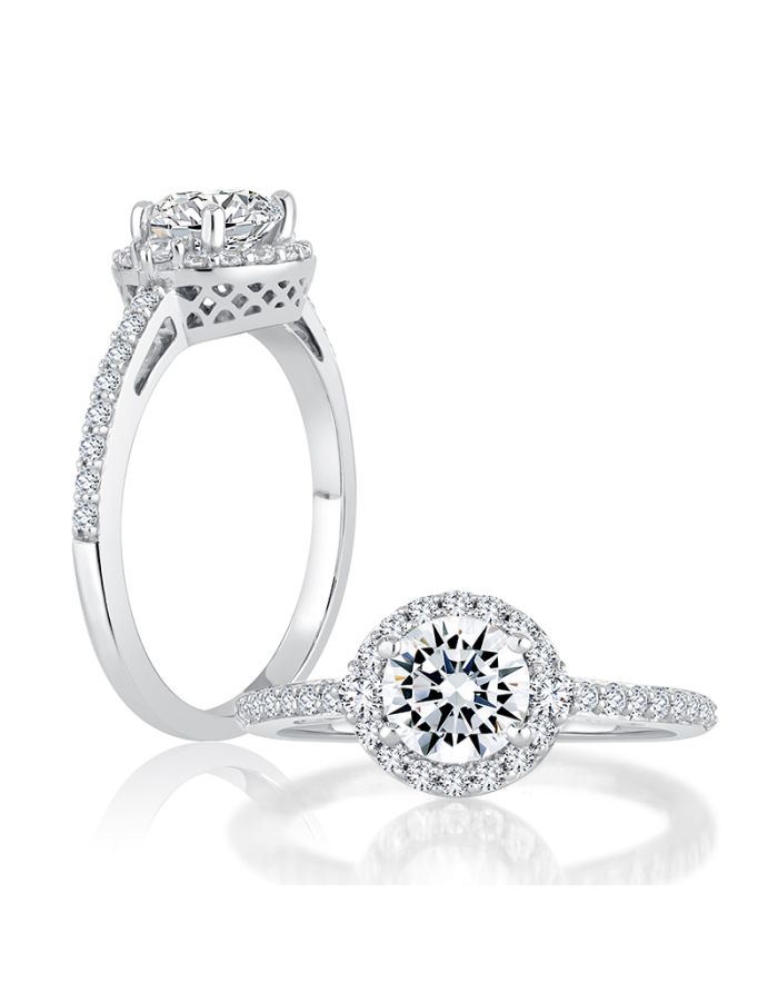 Halo Diamond Semi Mount Engagement Ring