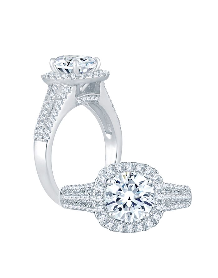 Halo Diamond Semi Mount Engagement Ring