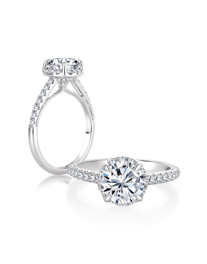 Halo Diamond Semi Mount Engagement Ring