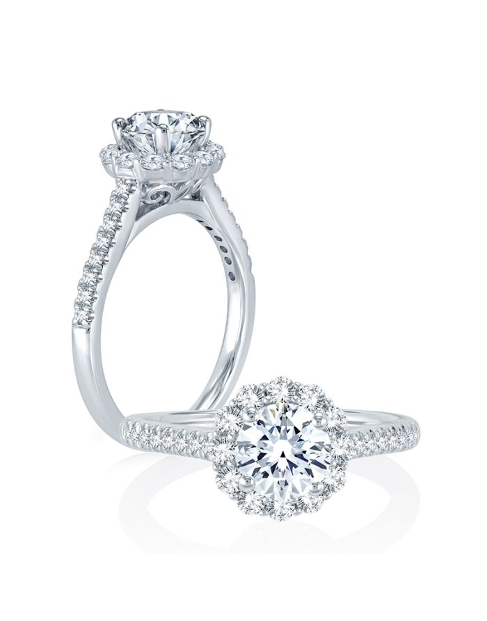 Halo Diamond Semi Mount Engagement Ring