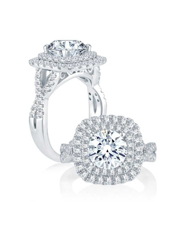 Halo Diamond Semi Mount Engagement Ring