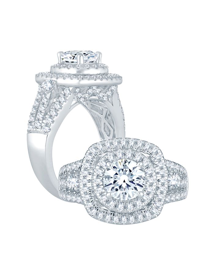 Halo Diamond Semi Mount Engagement Ring