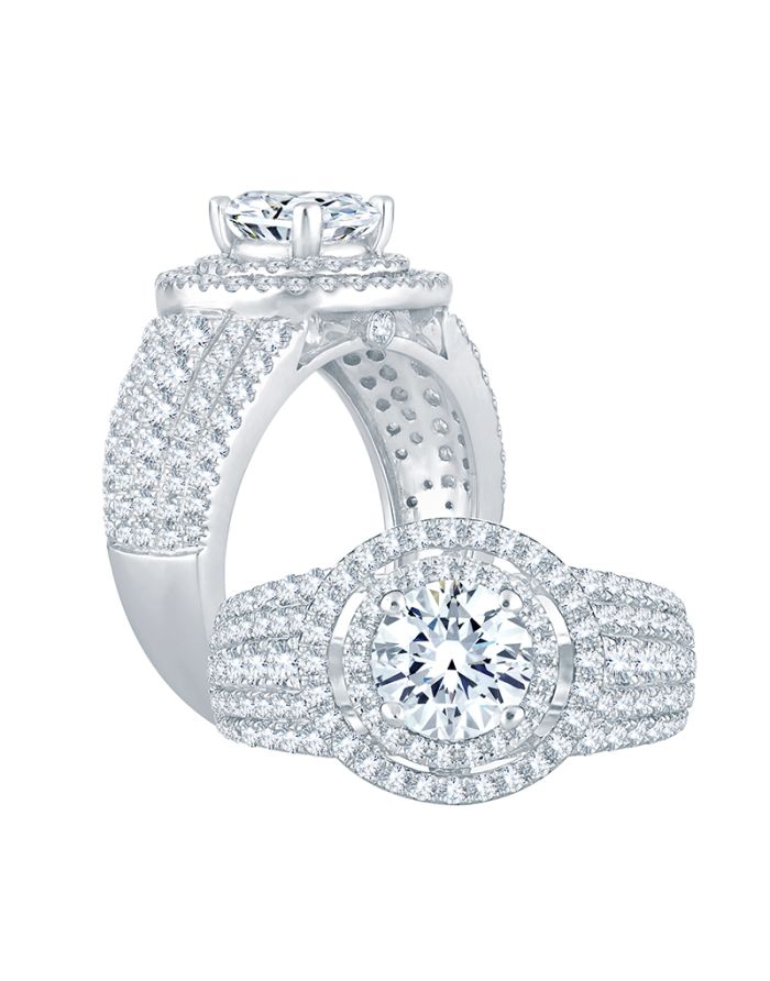 Halo Diamond Semi Mount Engagement Ring