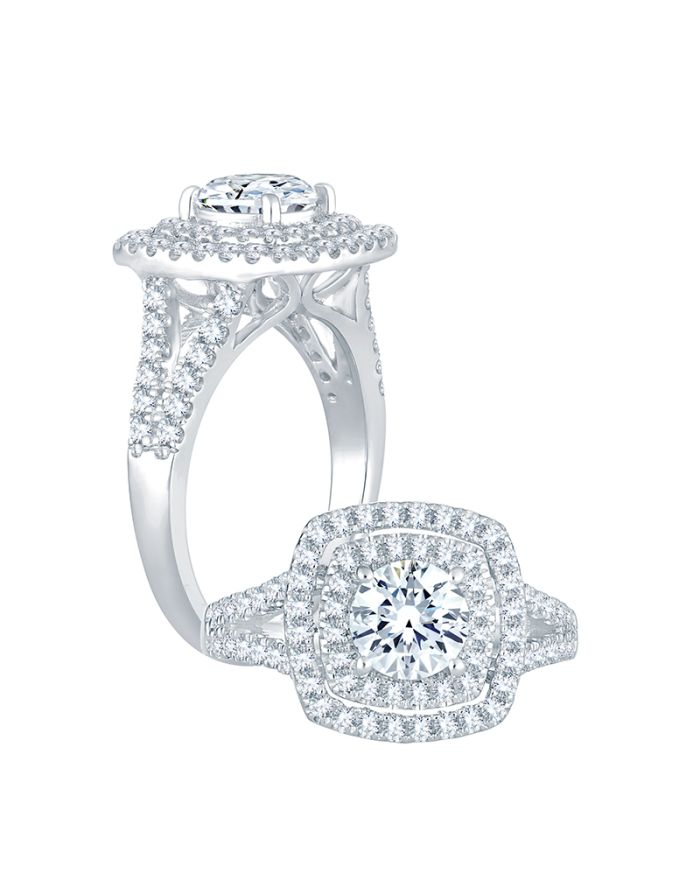 Halo Diamond Semi Mount Engagement Ring