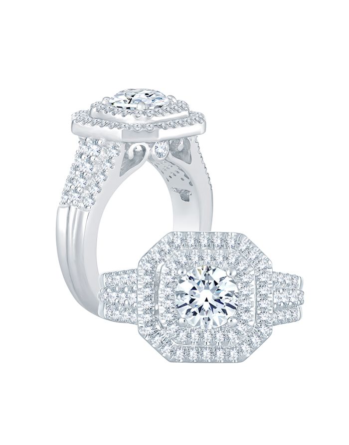 Halo Diamond Semi Mount Engagement Ring