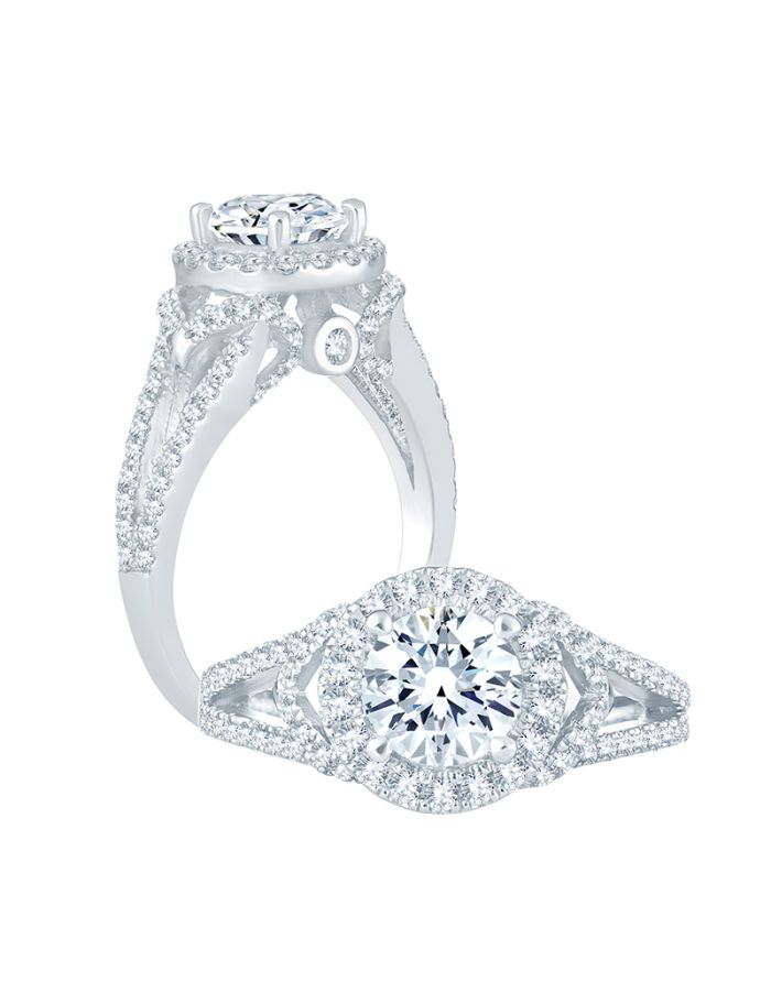 Halo Diamond Semi Mount Engagement Ring