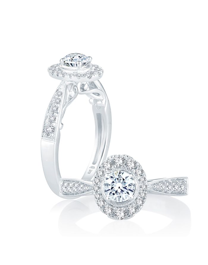 Halo Diamond Semi Mount Engagement Ring