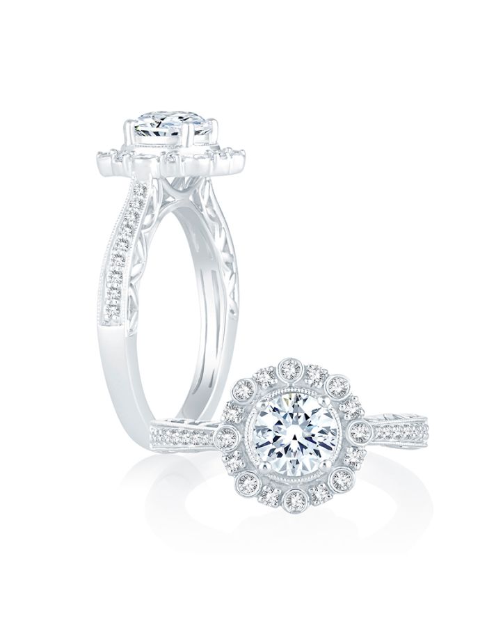 Halo Diamond Semi Mount Engagement Ring