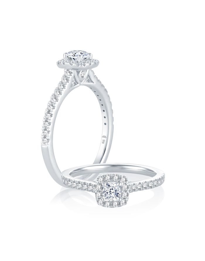 Halo Straight Diamond Engagement Ring