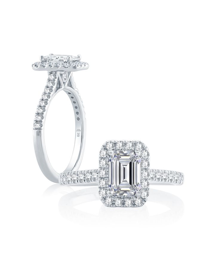 Halo Straight Diamond Engagement Ring