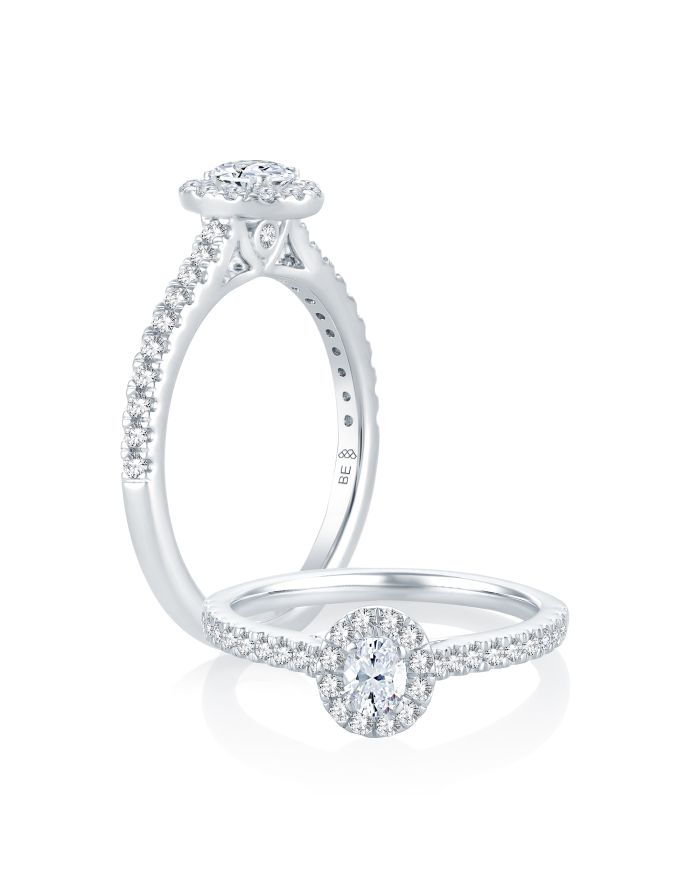 Halo Straight Diamond Engagement Ring